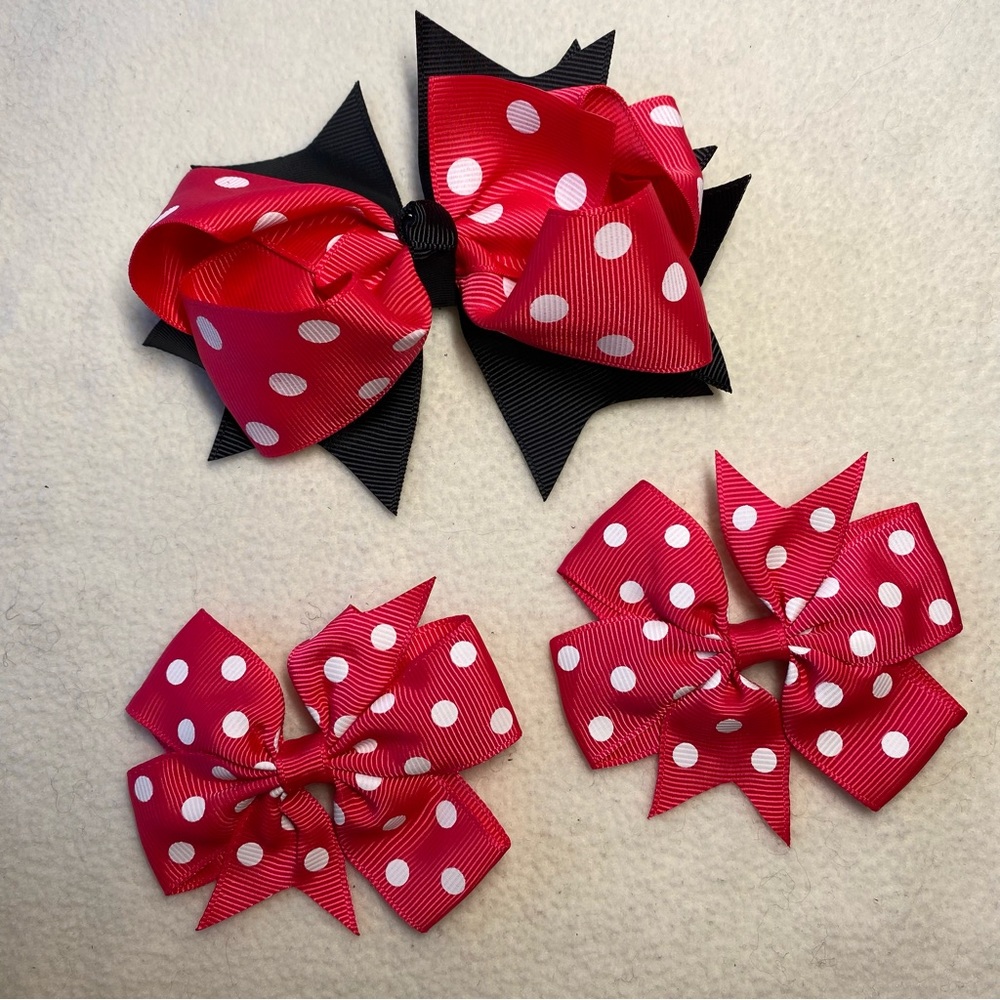 DISNEY INSPIRED 🎀 HAND-CRAFTED GROSGRAIN HEADBOW RIBBON with TWO HAIR CLIPS